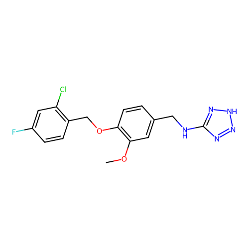 N-{4-[(2-chloro-4-fluorobenzyl)oxy]-3-methoxybenzyl}-1H-tetrazol-5-amine structure