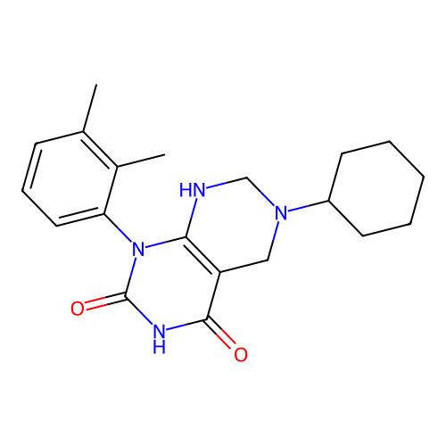 6-cyclohexyl-1-(2,3-dimethylphenyl)-5,6,7,8-tetrahydropyrimido[4,5-d]pyrimidine-2,4(1H,3H)-dione structure