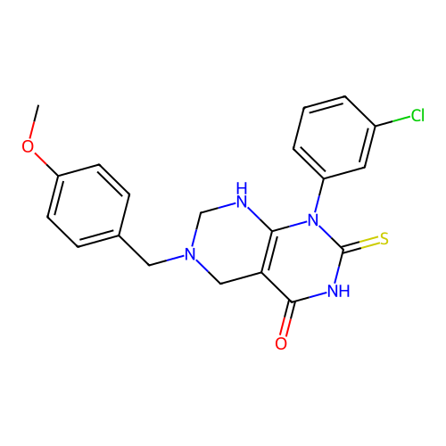 1-(3-chlorophenyl)-6-(4-methoxybenzyl)-2-thioxo-2,3,5,6,7,8-hexahydropyrimido[4,5-d]pyrimidin-4(1H)-one structure