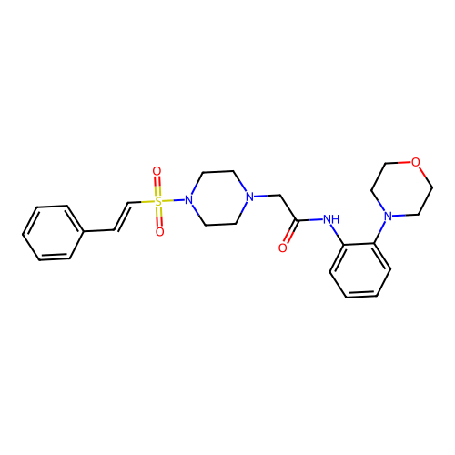 N-(2-morpholin-4-ylphenyl)-2-[4-(2-phenylethenylsulfonyl)piperazin-1-yl]acetamide structure