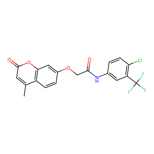 N-(4-chloro-3-(trifluoromethyl)phenyl)-2-((4-methyl-2-oxo-2H-chromen-7-yl)oxy)acetamide structure
