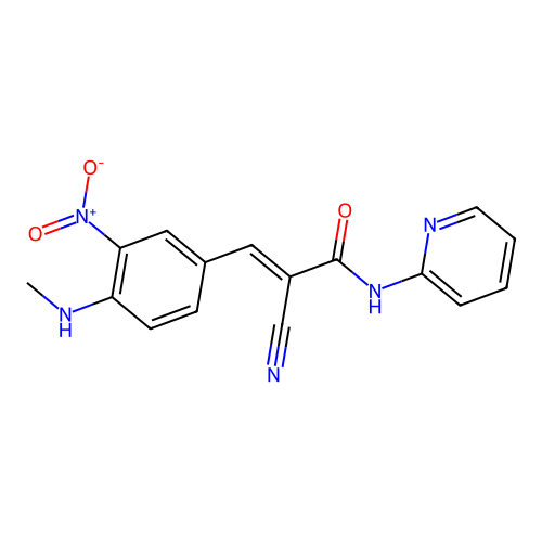 2-cyano-3-[4-(methylamino)-3-nitrophenyl]-N-(pyridin-2-yl)prop-2-enamide structure