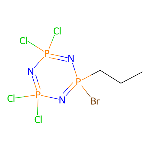 2-bromo-4,4,6,6-tetrachloro-2-propyl-1,3,5-triaza-2 structure