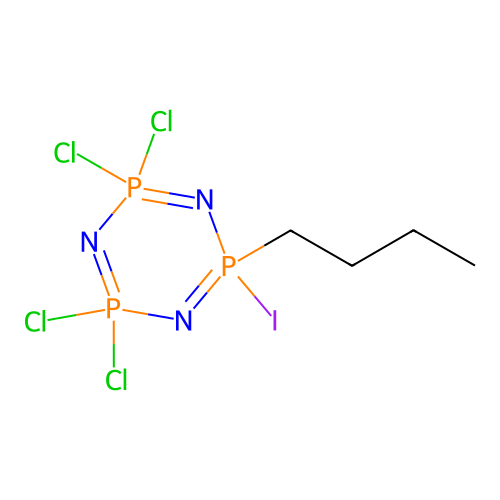 1-Butyl-1-iodotetrachlorocyclotriphosphazene structure