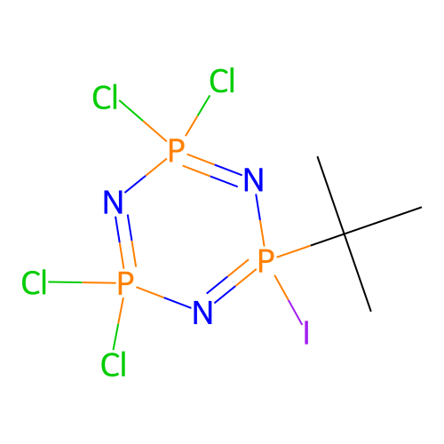 1-tert-Butyl-1-iodotetrachlorocyclotriphosphazene structure