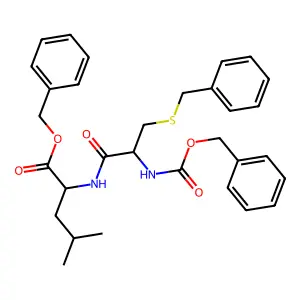 Benzyl S-benzyl-N-[(benzyloxy)carbonyl]cysteinylleucinate structure