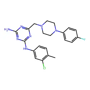 N-(3-chloro-4-methylphenyl)-6-{[4-(4-fluorophenyl)piperazin-1-yl]methyl}-1,3,5-triazine-2,4-diamine structure