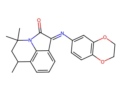(1E)-1-(2,3-dihydro-1,4-benzodioxin-6-ylimino)-4,4,6-trimethyl-5,6-dihydro-4H-pyrrolo[3,2,1-ij]quinolin-2(1H)-one structure