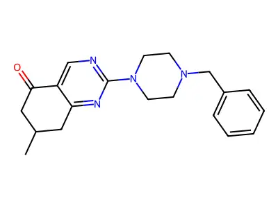 2-(4-benzylpiperazin-1-yl)-7-methyl-7,8-dihydroquinazolin-5(6H)-one structure