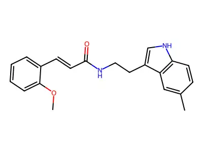 (2E)-3-(2-methoxyphenyl)-N-[2-(5-methyl-1H-indol-3-yl)ethyl]prop-2-enamide structure