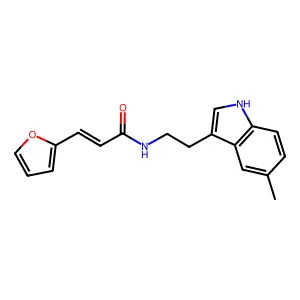 (E)-3-(furan-2-yl)-N-[2-(5-methyl-1H-indol-3-yl)ethyl]prop-2-enamide structure
