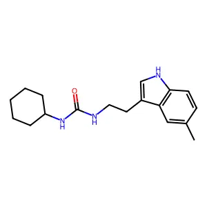 1-cyclohexyl-3-[2-(5-methyl-1H-indol-3-yl)ethyl]urea structure