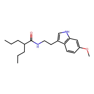 N-[2-(6-methoxy-1H-indol-3-yl)ethyl]-2-propylpentanamide structure