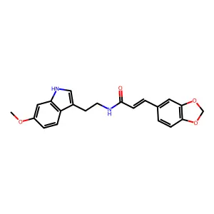 3-(1,3-benzodioxol-5-yl)-N-(2-(6-(methyloxy)-1H-indol-3-yl)ethyl)-2-propenamide structure