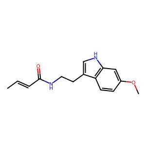 (2E)-N-[2-(6-methoxy-1H-indol-3-yl)ethyl]but-2-enamide structure