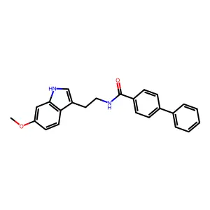 N-[2-(6-methoxy-1H-indol-3-yl)ethyl]biphenyl-4-carboxamide structure