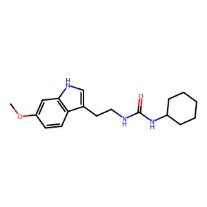 1-cyclohexyl-3-[2-(6-methoxy-1H-indol-3-yl)ethyl]urea structure