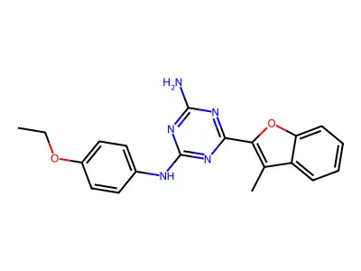 N-(4-ethoxyphenyl)-6-(3-methyl-1-benzofuran-2-yl)-1,3,5-triazine-2,4-diamine structure