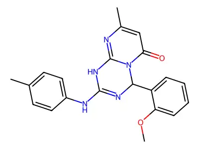 4-(2-methoxyphenyl)-8-methyl-2-[(4-methylphenyl)amino]-1,4-dihydro-6H-pyrimido[1,2-a][1,3,5]triazin-6-one structure