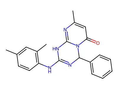 2-[(2,4-dimethylphenyl)amino]-8-methyl-4-phenyl-1,4-dihydro-6H-pyrimido[1,2-a][1,3,5]triazin-6-one structure