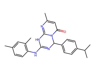 2-[(2,4-dimethylphenyl)amino]-4-(4-isopropylphenyl)-8-methyl-1,4-dihydro-6H-pyrimido[1,2-a][1,3,5]triazin-6-one structure