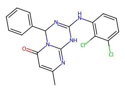 2-[(2,3-dichlorophenyl)amino]-8-methyl-4-phenyl-1,4-dihydro-6H-pyrimido[1,2-a][1,3,5]triazin-6-one structure