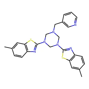 6-methyl-2-[3-(6-methyl-1,3-benzothiazol-2-yl)-5-(pyridin-3-ylmethyl)-1,3,5-triazinan-1-yl]-1,3-benzothiazole structure