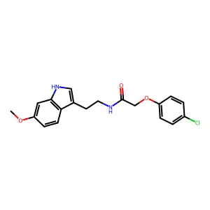 2-(4-chlorophenoxy)-N-[2-(6-methoxy-1H-indol-3-yl)ethyl]acetamide structure