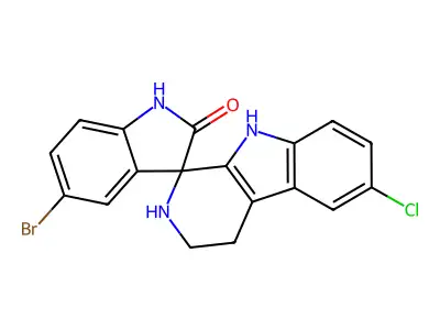 5'-bromo-6-chloro-2,3,4,9-tetrahydrospiro[beta-carboline-1,3'-indol]-2'(1'H)-one structure