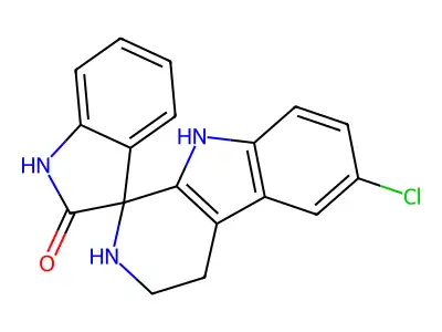 6-Chloro-1',2,2',3,4,9-hexahydrospiro(beta-carboline-1,3'-indole)-2'-one structure