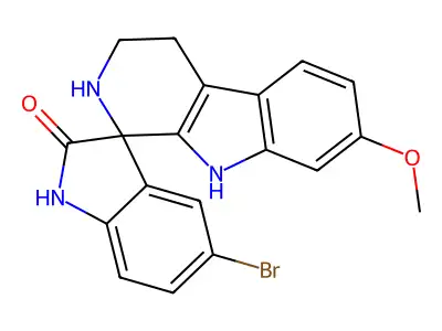 5'-bromo-7-methoxy-2,3,4,9-tetrahydrospiro[beta-carboline-1,3'-indol]-2'(1'H)-one structure