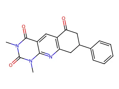 1,3-dimethyl-8-phenyl-8,9-dihydropyrimido[4,5-b]quinoline-2,4,6(1H,3H,7H)-trione structure