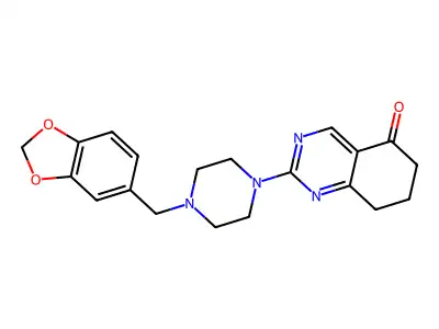 2-[4-(1,3-benzodioxol-5-ylmethyl)piperazin-1-yl]-7,8-dihydroquinazolin-5(6H)-one structure