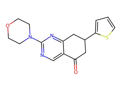 2-(morpholin-4-yl)-7-(thiophen-2-yl)-7,8-dihydroquinazolin-5(6H)-one structure