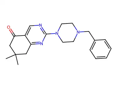 2-(4-benzylpiperazin-1-yl)-7,7-dimethyl-7,8-dihydroquinazolin-5(6H)-one structure