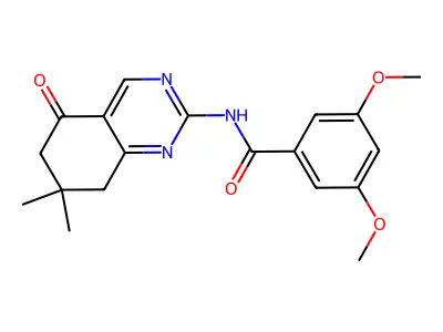 N-(7,7-dimethyl-5-oxo-5,6,7,8-tetrahydroquinazolin-2-yl)-3,5-dimethoxybenzamide structure