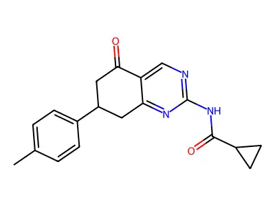 N-[7-(4-methylphenyl)-5-oxo-5,6,7,8-tetrahydroquinazolin-2-yl]cyclopropanecarboxamide structure