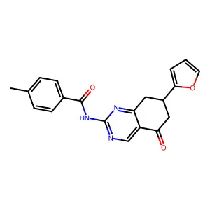 N-(7-(furan-2-yl)-5-oxo-5,6,7,8-tetrahydroquinazolin-2-yl)-4-methylbenzamide structure