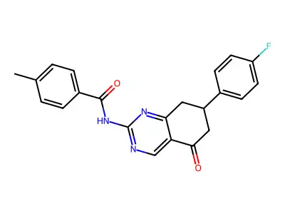 N-[7-(4-fluorophenyl)-5-oxo-5,6,7,8-tetrahydroquinazolin-2-yl]-4-methylbenzamide structure