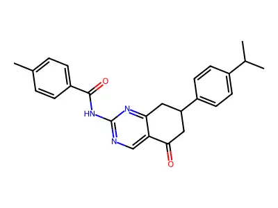 4-methyl-N-{5-oxo-7-[4-(propan-2-yl)phenyl]-5,6,7,8-tetrahydroquinazolin-2-yl}benzamide structure