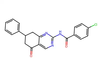 4-chloro-N-(5-oxo-7-phenyl-5,6,7,8-tetrahydroquinazolin-2-yl)benzamide structure