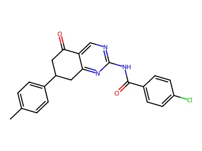 (4-chlorophenyl)-N-[7-(4-methylphenyl)-5-oxo(6,7,8-trihydroquinazolin-2-yl)]ca rboxamide structure
