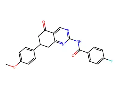 4-fluoro-N-[7-(4-methoxyphenyl)-5-oxo-5,6,7,8-tetrahydroquinazolin-2-yl]benzamide structure