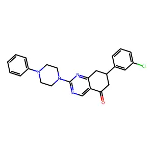 7-(3-chlorophenyl)-2-(4-phenyl-1-piperazinyl)-7,8-dihydro-6H-quinazolin-5-one structure