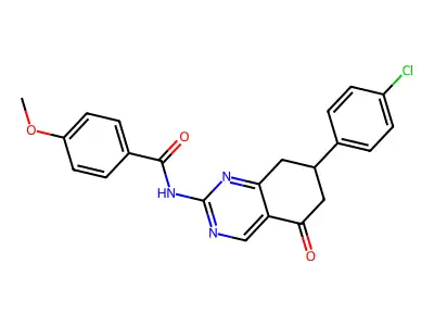 N-[7-(4-chlorophenyl)-5-oxo-5,6,7,8-tetrahydroquinazolin-2-yl]-4-methoxybenzamide structure