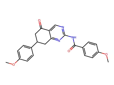 4-methoxy-N-[7-(4-methoxyphenyl)-5-oxo-5,6,7,8-tetrahydro-2-quinazolinyl]benzamide structure