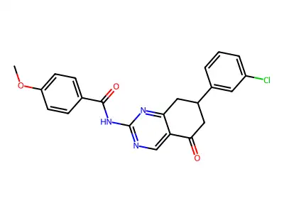 N-[7-(3-chlorophenyl)-5-oxo-5,6,7,8-tetrahydroquinazolin-2-yl]-4-methoxybenzamide structure