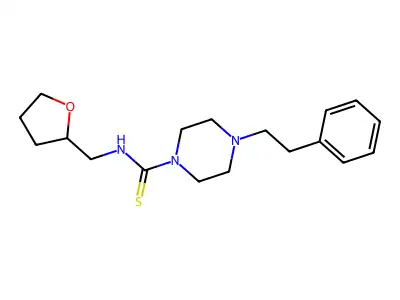 4-(2-phenylethyl)-N-(tetrahydrofuran-2-ylmethyl)piperazine-1-carbothioamide structure