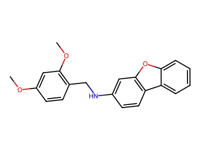 N-[(2,4-dimethoxyphenyl)methyl]dibenzofuran-3-amine structure
