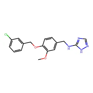 N-[[4-[(3-chlorophenyl)methoxy]-3-methoxyphenyl]methyl]-1H-1,2,4-triazol-5-amine structure
